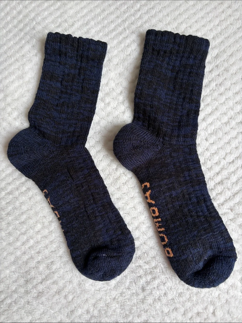 NWOT Bombas Women's Chunky Ragg Half Calf Navy/Black Sock - Unisex Large
